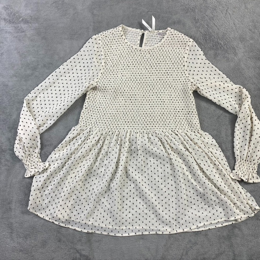 Seraphine Blouse Size 4 White Chiffon Nursing Maternity Dress Tunic Polka dot
